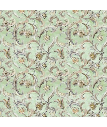 Tissu Myrtle Damask Pistachio brillant des détails fins