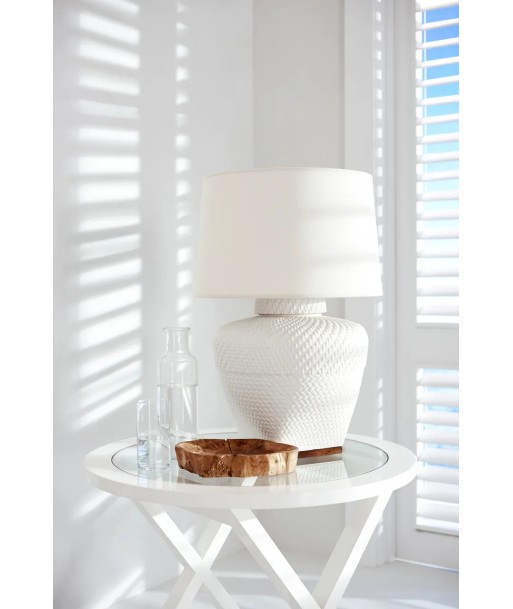 Lampe Isla Céramique Cuir Blanc plus qu'un jeu 