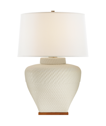 Lampe Isla Céramique Cuir Blanc plus qu'un jeu 