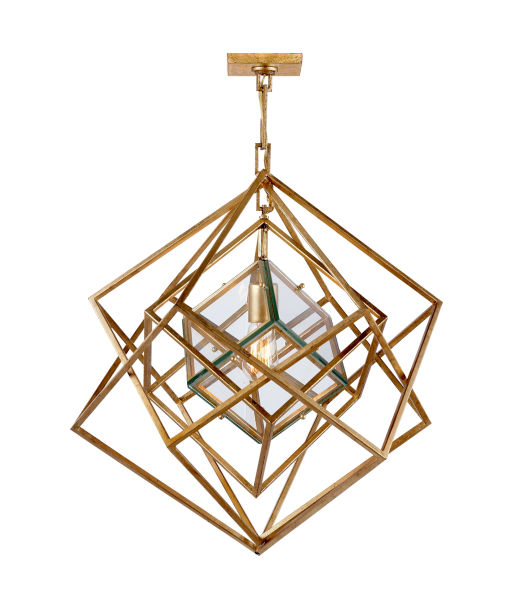 Lustre Cubist Small Doré solde